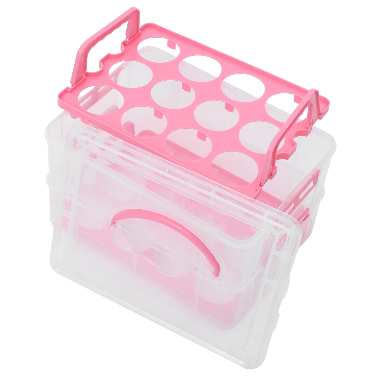 TOYANDONA Scatola Porta-torte Rosa in PP per 24 Dolci, Design Trasparente