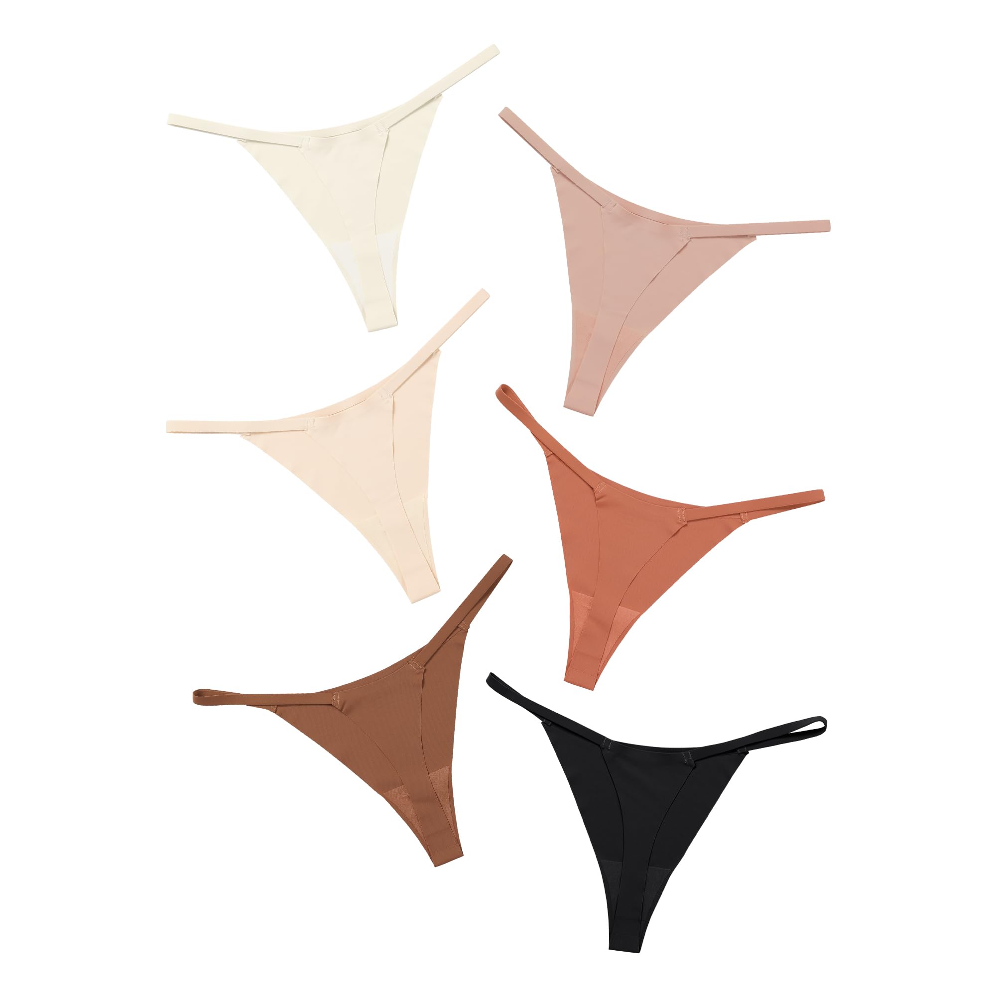 DEANGELMON Seamless G-string Thongs for Women - No Show Thong Underwear Low Rise Stretch Panties Workout Pack
