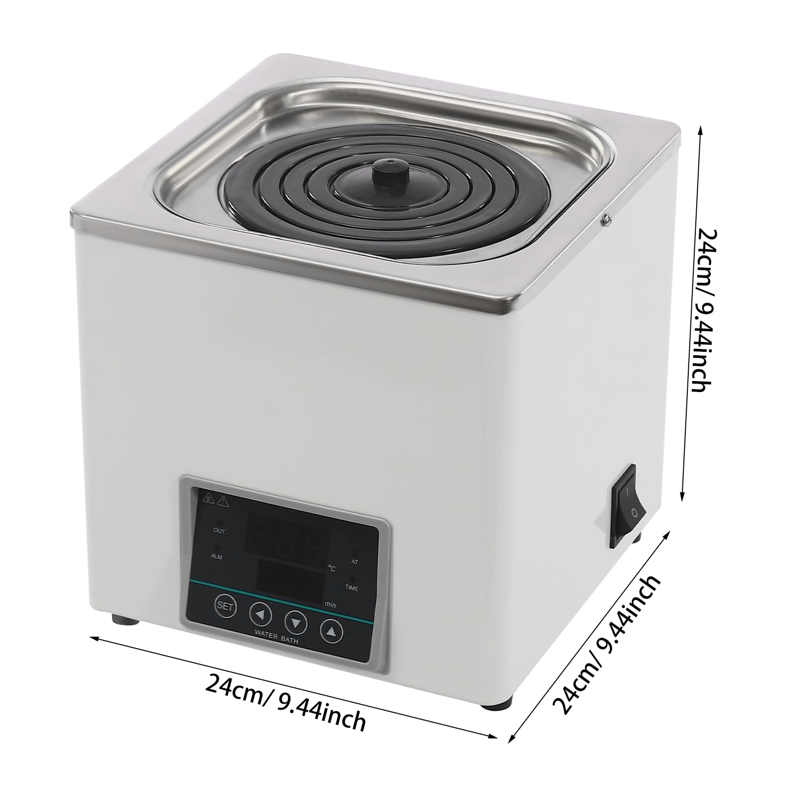 Calefactor de baño maría, regulador de temperatura, recipiente de acero inoxidable, placa de calentamiento al baño maría, capacidad 3 l, 220 V, 300 W, para experimentos químicos
