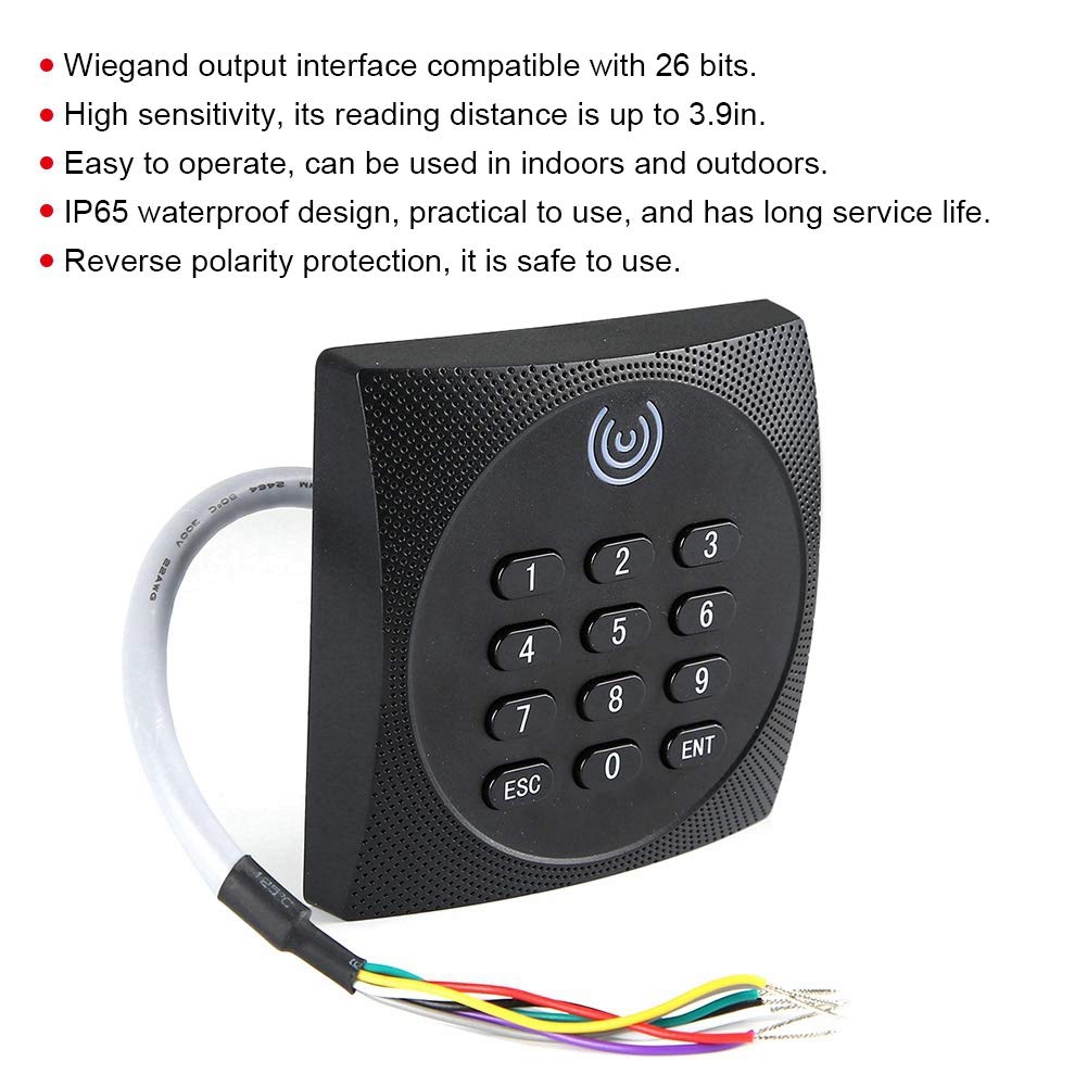 Lecteur de Cartes WG26 RFID, Système d’entrée de Porte avec Clavier IP65 avec Code d’identification étanche avec Voyant à LED, pour Contrôle d’accès de Sécurité