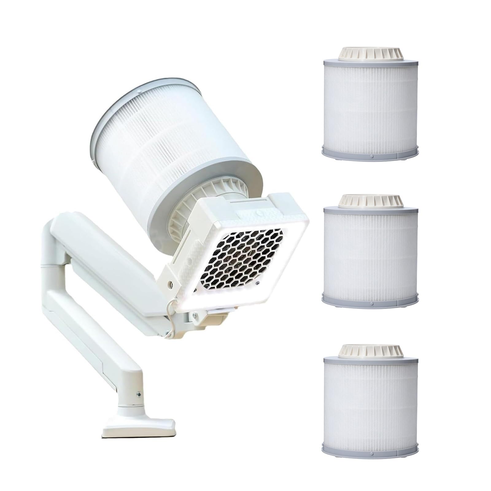 Odpylacz do paznokci z wbudowanym światłem LED, filtr cylindryczny, regulowany metalowy wspornik 360 stopni, 3 filtry zamienne