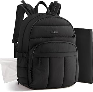 BAGSMART Baby Diaper Bag with Waterproof Pad, Black | Newborn Essentials, Lightweight Backpack for Girl Boy, Baby Shower Gifts