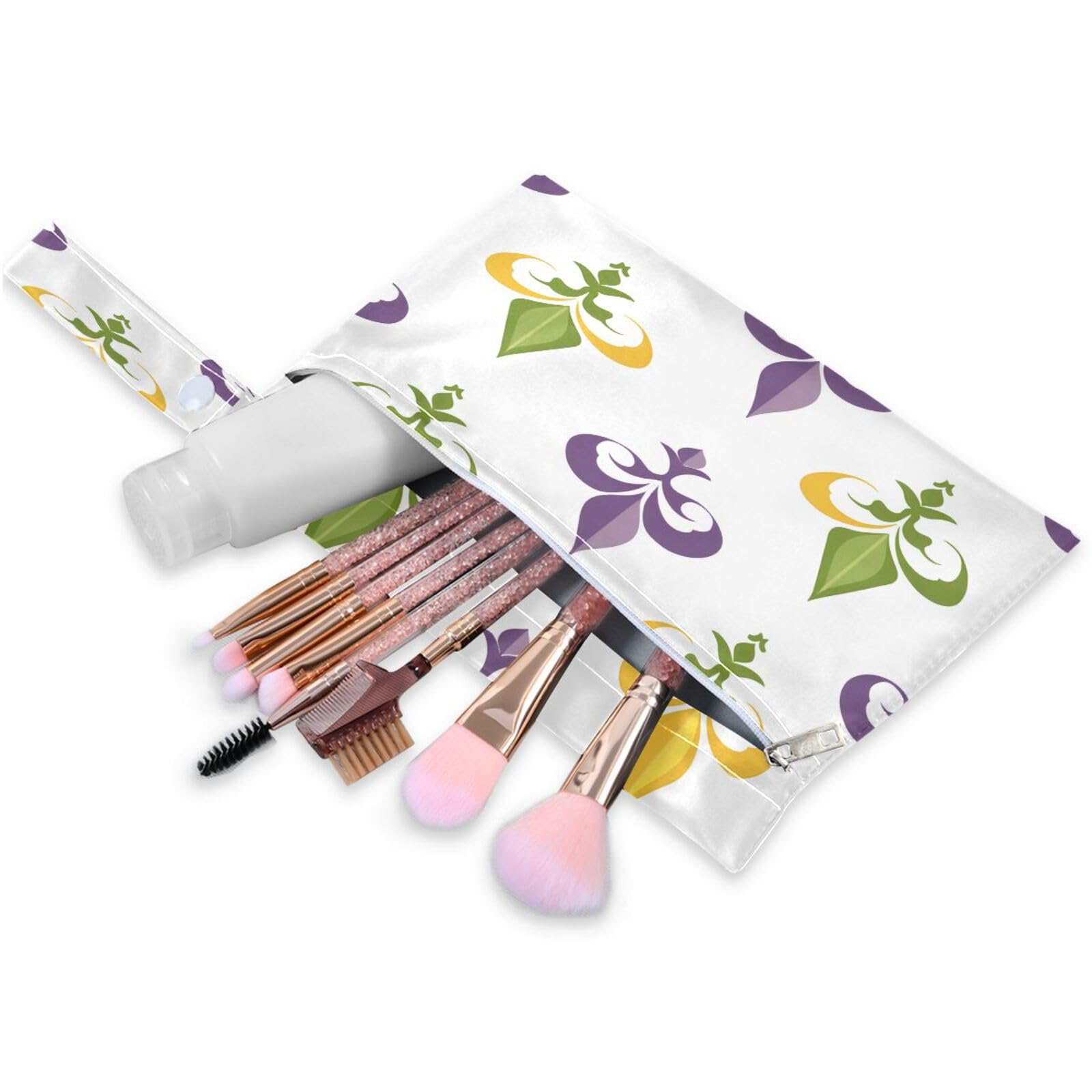 BOESI 2 Piece Wet and Dry Storage Bag, Travel Wet and Dry Bag, Waterproof Reusable, For Travel, Beach, Pool, Diapers, Toiletries, Graffiti Mardi Gras Logo Pattern