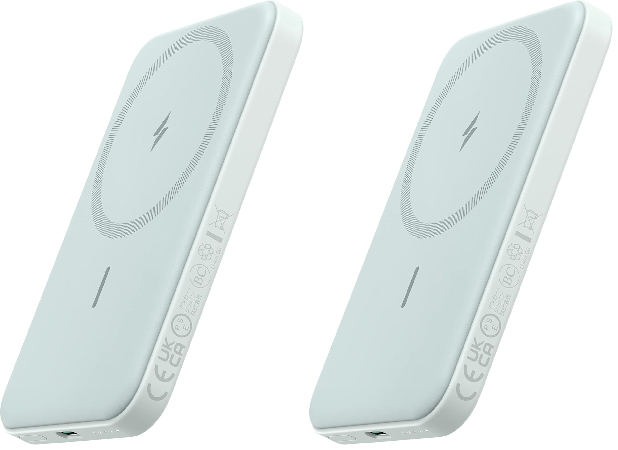 Anker 621 Magnetic Portable Charger (MagGo), 5,000mAh Wireless Power Bank with USB-C Cable, Magsafe-Compatible Battery Pack for iPhone 16/15/14/13/12 Series (Pack of 2)