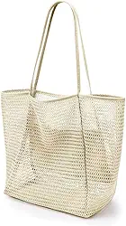 Bolsa de praia, sacola de malha para mulheres, bolsa de ombro de verão para piscina, praia, viagens, férias