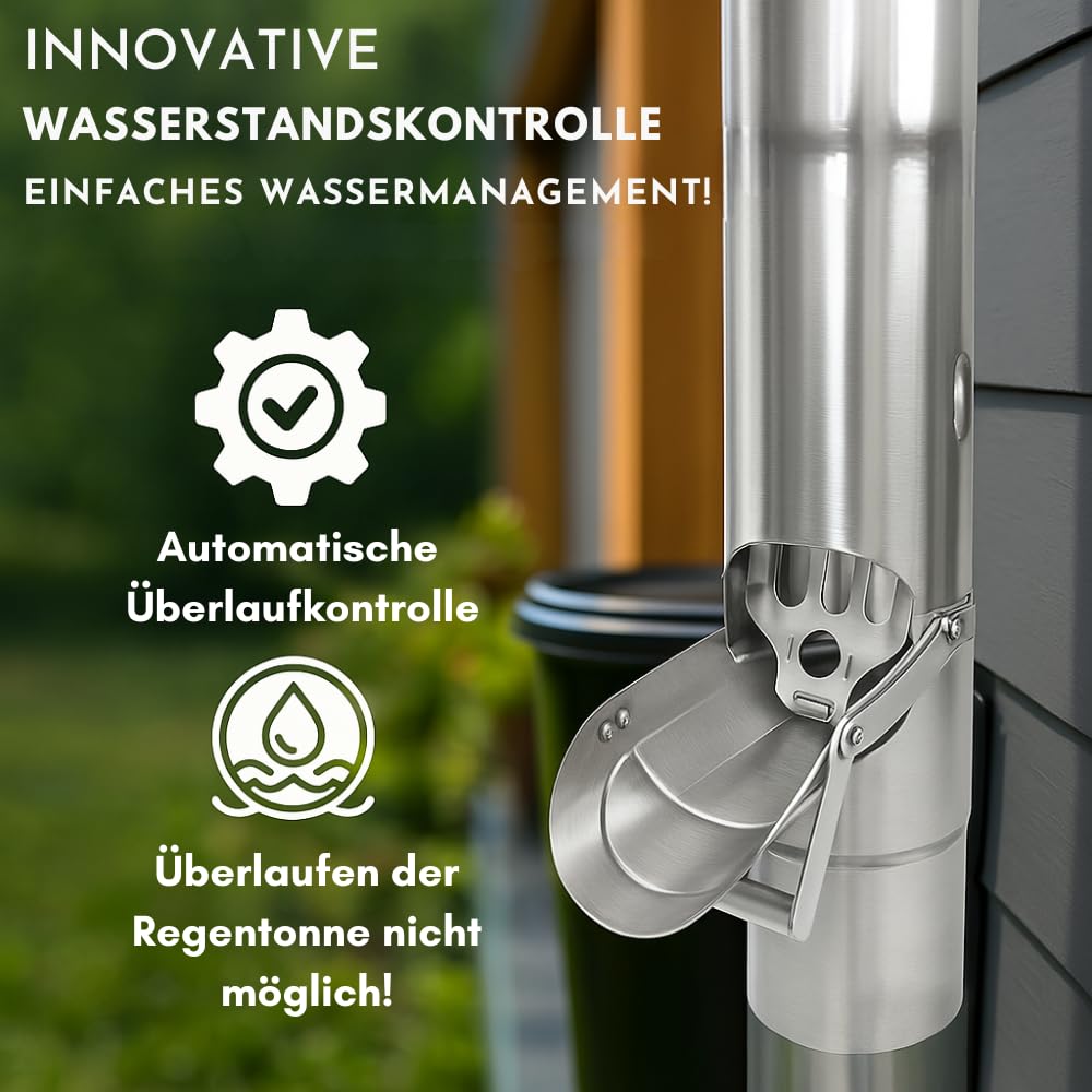 SAREI Regenrohrklappe Verzinkt DN 100 Regenwasserklappe mit Sieb Dichtheit und effizienter Betrieb des Rinnensystems für Dachrinnengröße, Aluminium, Nennweite 100
