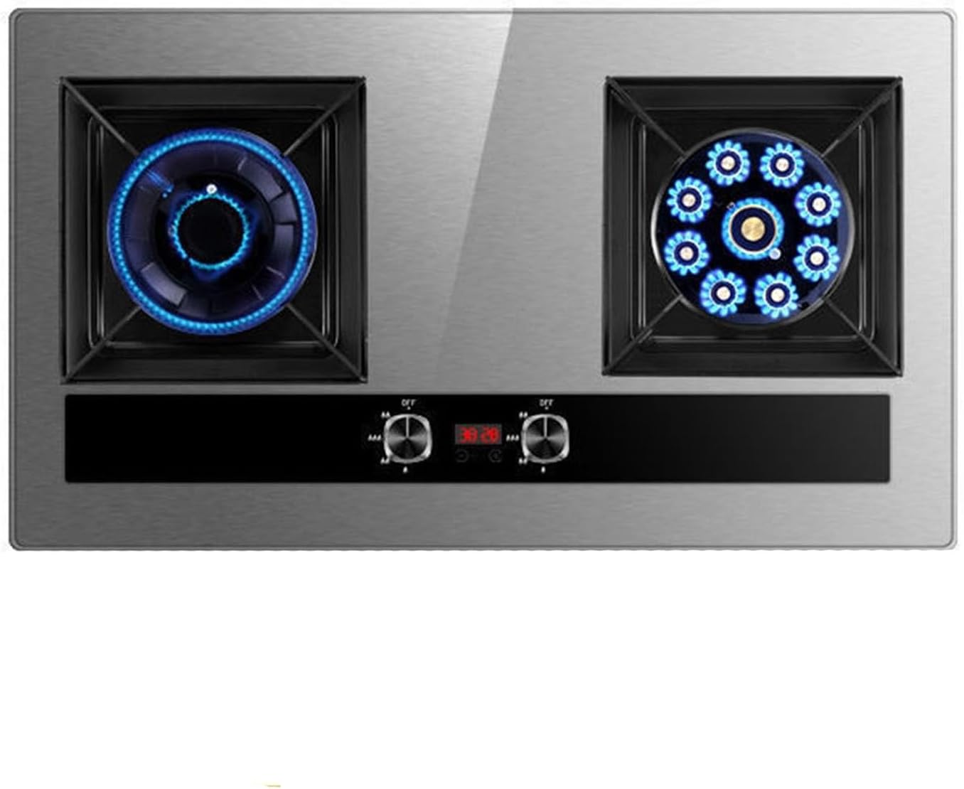 Gas Stove,17743 BTU Aluminum Alloy Panel Gas Cooktop,Tabletop/embedded Two Burners,Flameout Protection,Suitable for Home Use (Size : LPG)