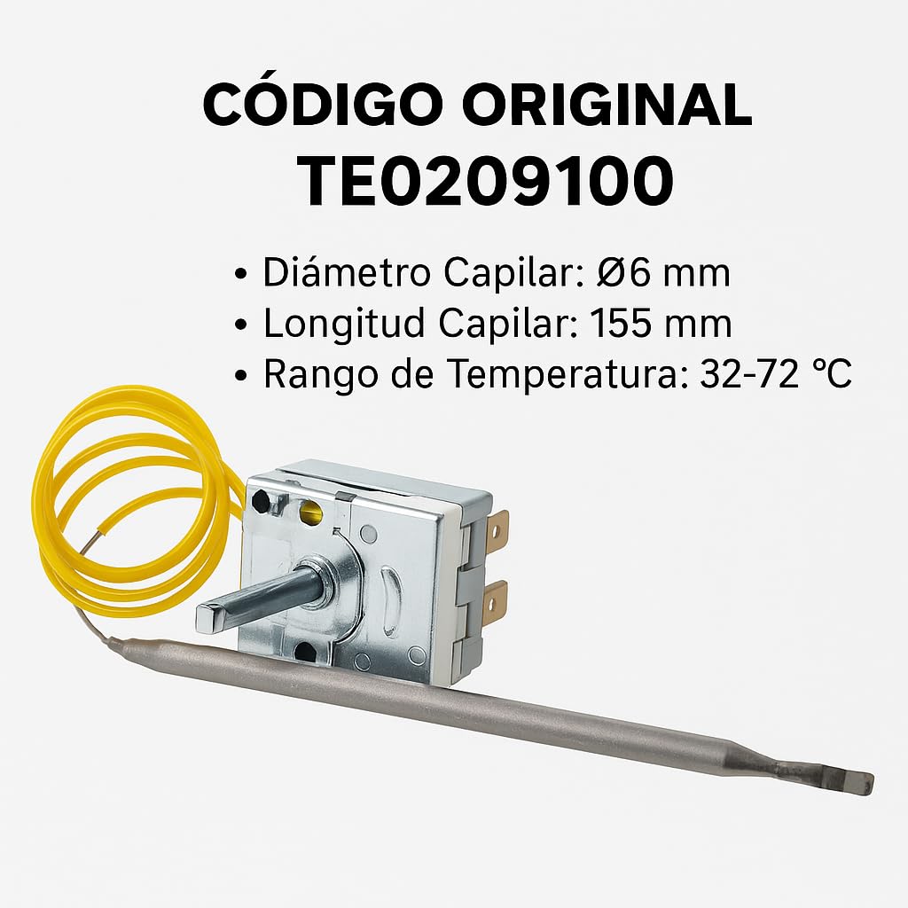 Recamania Thermostat bulbe isotherme Fagor Edesa Aspes 06 mm C/155 mm, F-150 FE-250 TE0209100