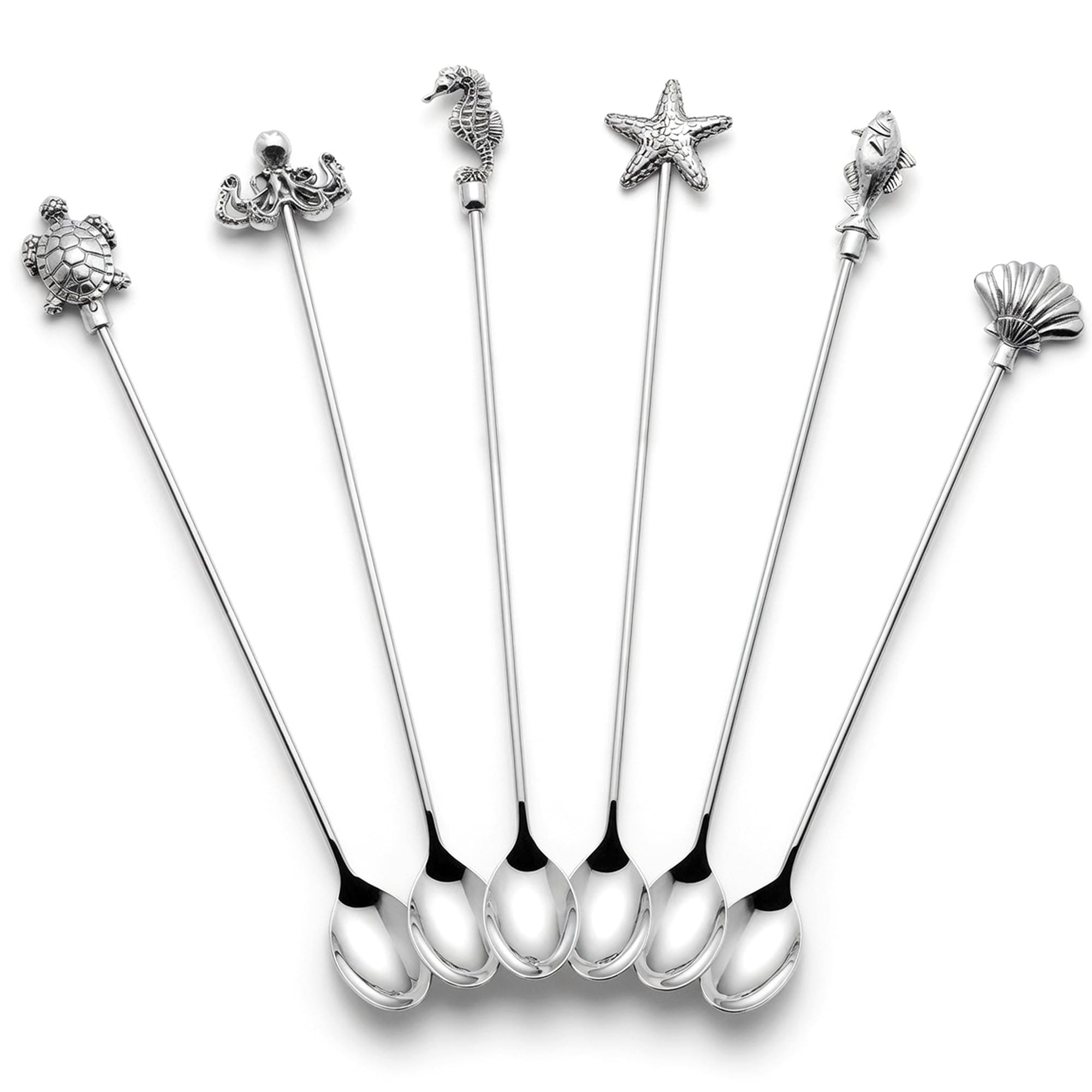 Homestia Juego de 6 cucharaditas de 7 pulgadas, cucharas de postre de acero inoxidable 304, agitadores de café, cucharas de mango largo para mezclar bebidas