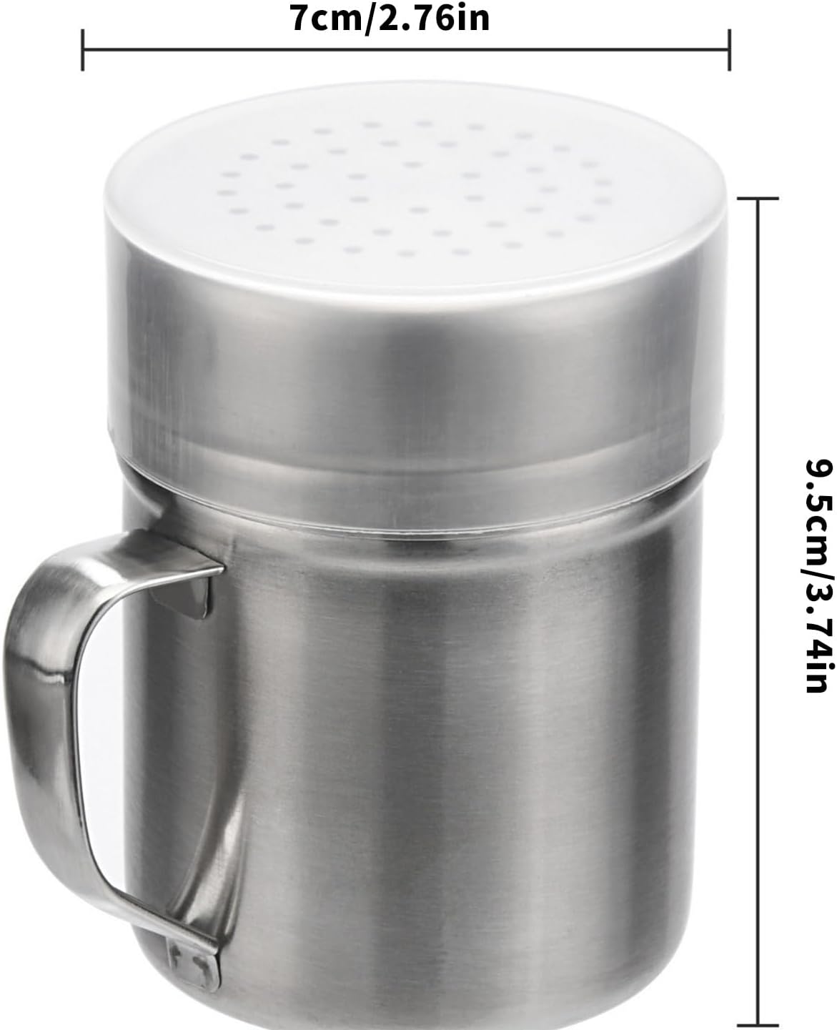 Of 2 Steel Powdered Sugar Dredge Shaker with Handle and Middle Holes Flour Dusting Shaker for Cinnamon Cocoa Flour Steel Dredge Powdered Sugar Seasoning