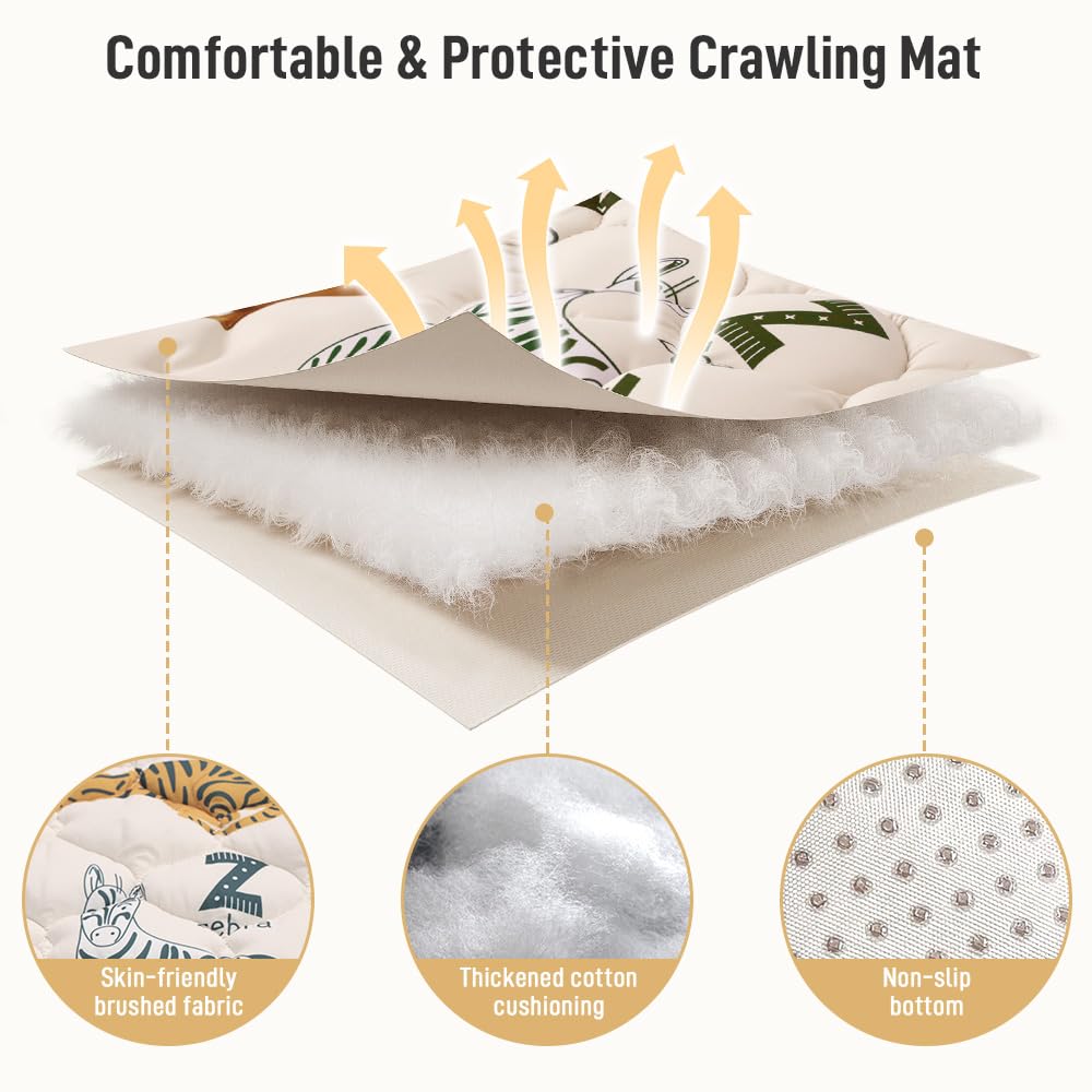 COMOMY Baby Play Mats for Floor 127x127 cm Foldable Washable Baby Playmat for Playpen Quilted Soft Padded Crawling Mat - Image 3