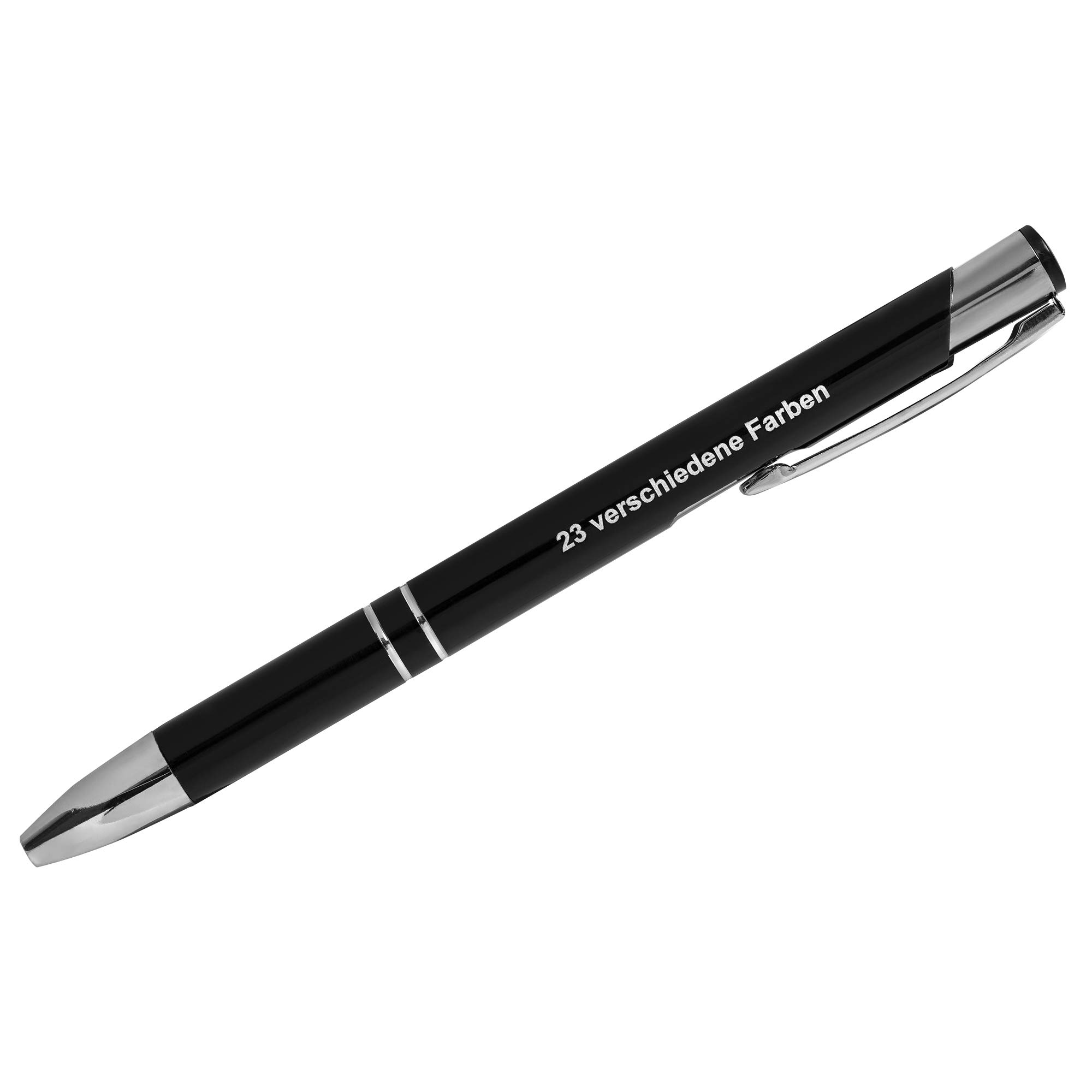 Kugelschreiber mit Gravur SIGNATURE ELEGANCE Lasergravur schwarz Aluminium eloxiert (10 Stück) Strichstärke: M ca. 0,6mm Tinte: blau