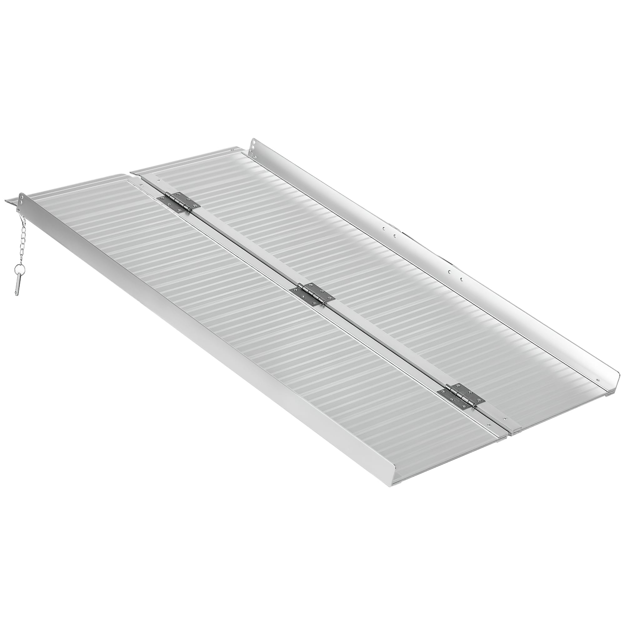 HOMCOM - Rampa de silla de ruedas plegable antideslizante 123x74 cm | Rampa de carga de chorro de arena, aleación de aluminio, bordes de seguridad, pegatinas reflectantes, carga máx. 270 kg