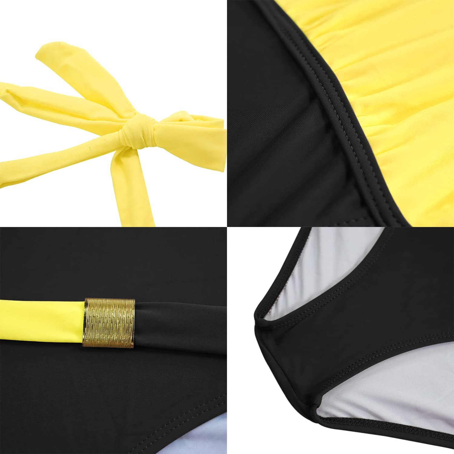JFAN Costume da Bagno Donna Estivo con Scollo A V Bikini alla Moda di Un Pezzo Blocco di Colore Slim Halter Siamese Senza Schienale Costume da Bagno