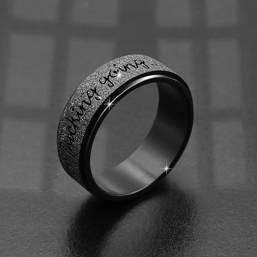 Miniatura 5 de Anillo giratorio para la ansiedad para hombres anillo con inicial de acero inoxidable, anillo antiansiedad, anillo para aliviar el estrés, anillos