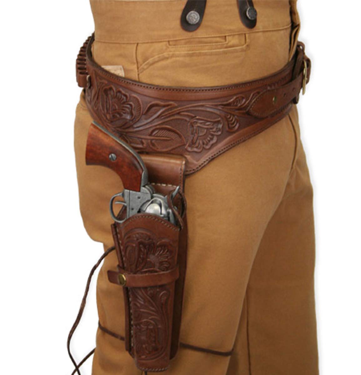 Historical Emporium .38/.357 Cal Standard Right Hand Western Gun Belt and Holster Tooled Leather