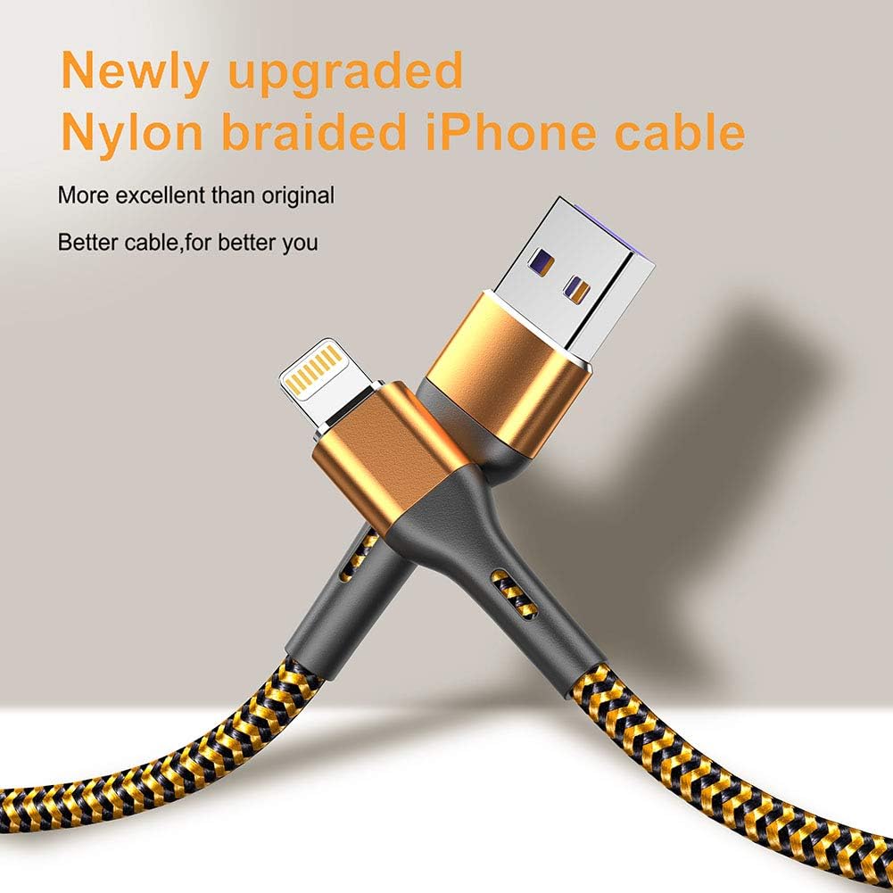 Durcord iPhone Charger 6FT/6/3/1.5, Lightning Cable Fast Charging Cable Nylon Braided Cord Compatible with iPhone 14/13/12/11 Pro Max/XS MAX/XR/XS/X/8/7/Plus/6S/6/SE/5S/iPad