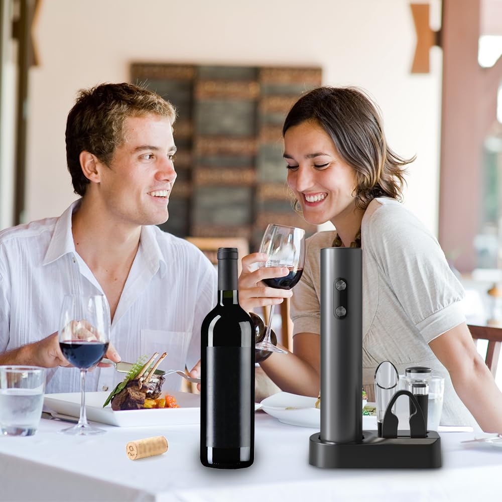 Ouvre-bouteille électrique Rechargeable USB-C - Avec Coupe-capsule Et Lumière LED - Pour Maison, Bar, Soirée