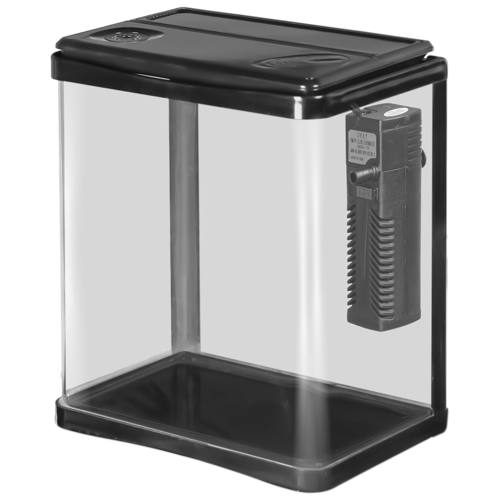 Arona – Elegante Juego de Acuario de 3 litros en Negro – Juego Completo con Filtro, iluminación LED y Cubierta – Ideal para Principiantes, Oficina y hogar