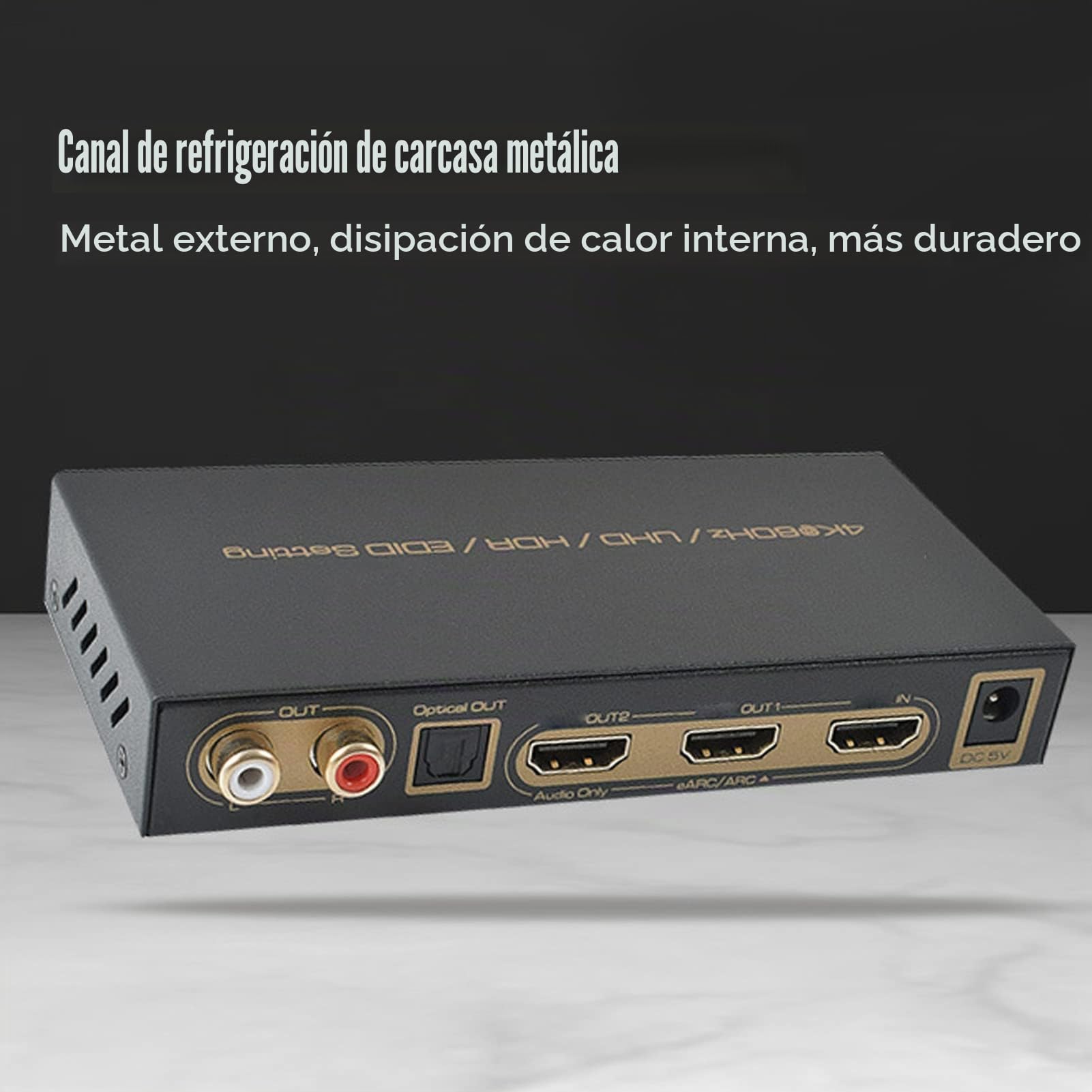 Extractor de Audio HDMI Ultra HD 4K 60Hz 18Gbps 2.0 EARC/ARC Con Salida Óptica, y HDMI, Compatible Con Dolby/DTS/Atoms
