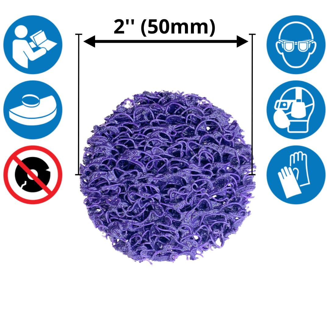 Paquete de 12 mini discos de 2 pulgadas de cambio rápido y limpieza, disco de fácil tira púrpura para amoladora, tratamiento de superficies, eliminación de pegamento de pintura oxidada, RPM 13,000**,