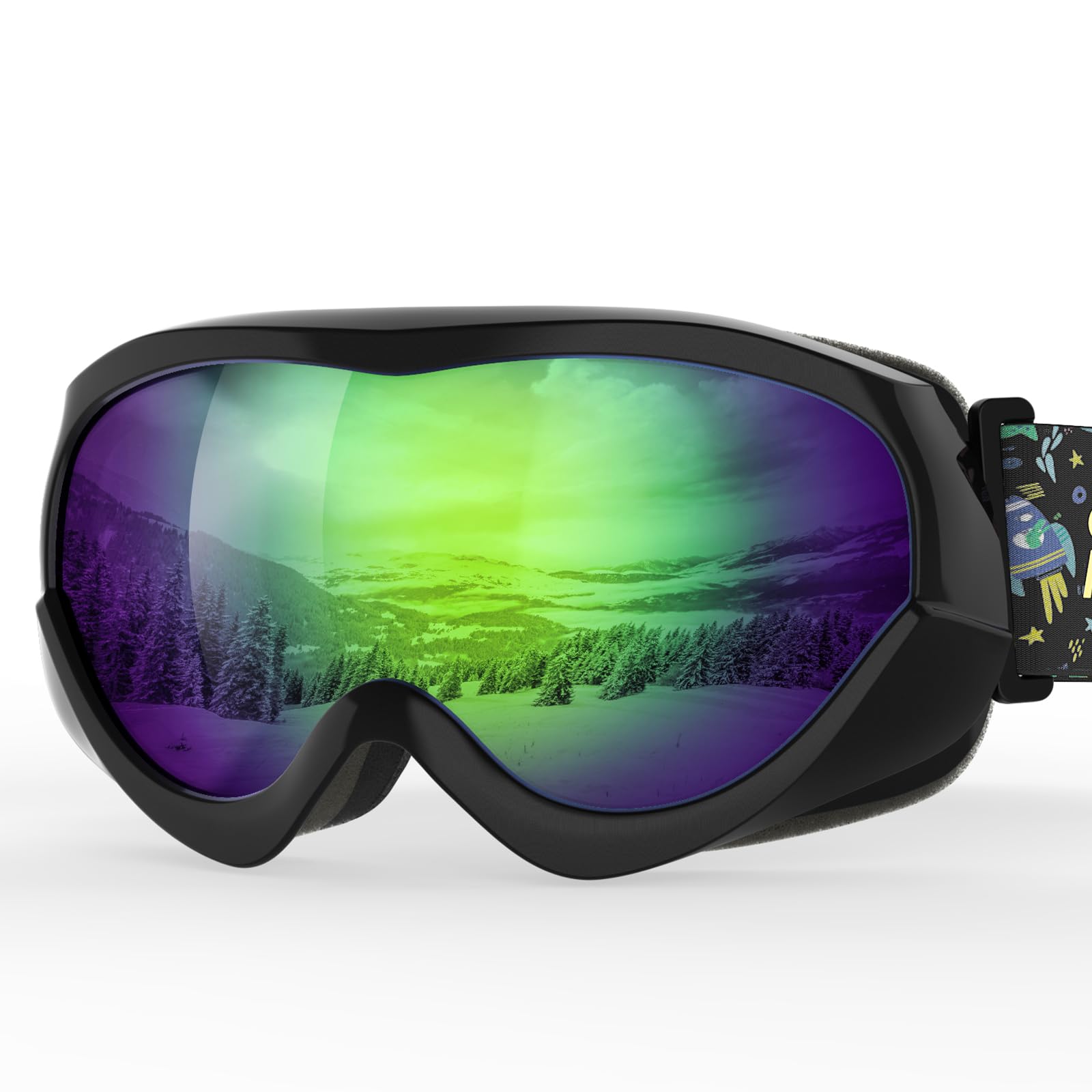 OutdoorMaster Kids Ski Goggles - Helmet Compatible Snow Goggles for Boys & Girls with 100% UV Protection