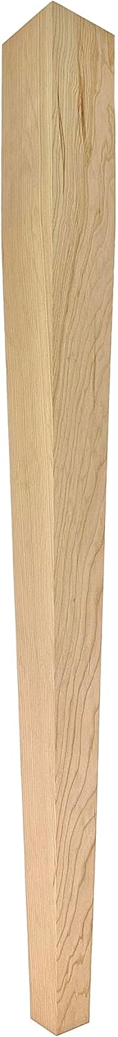 Narrow 2 Sided Tapered Island Leg - 34 1/2 Tall x 3 Wide - Unfinished Wooden Leg for Kitchen Islands, Dining Tables or Desks (Cherry) (1 Leg)