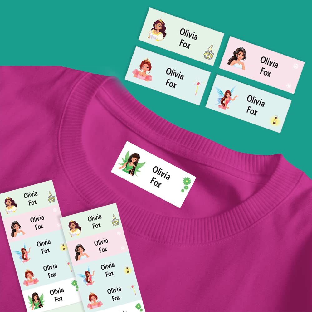 40 x Princess Clothes Labels for Care Homes (37 x 15 mm) Waterproof Iron on Name Labels for Clothes Labels for Kids Papa Prints®