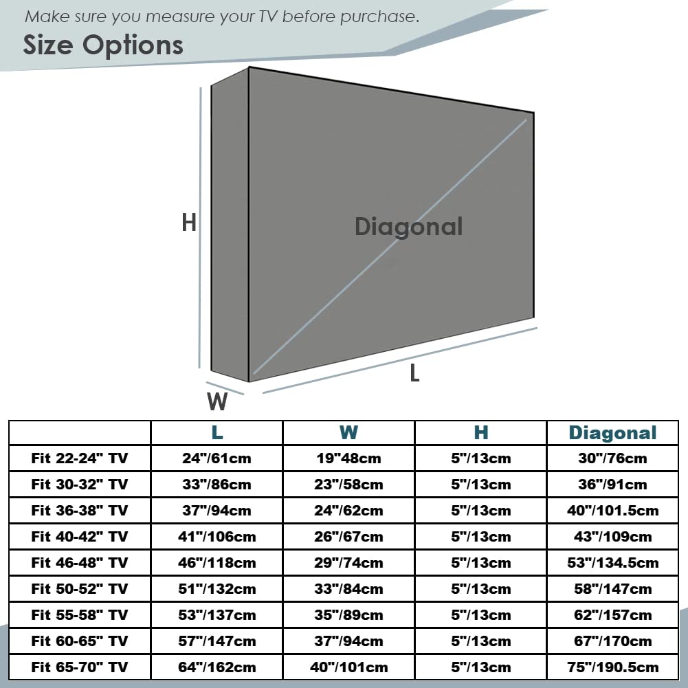 Copertura per TV da esterno impermeabile con patta frontale pellicola trasparente visibile per patio, TV a LED, protezione schermo LCD con telecomando (50-52")