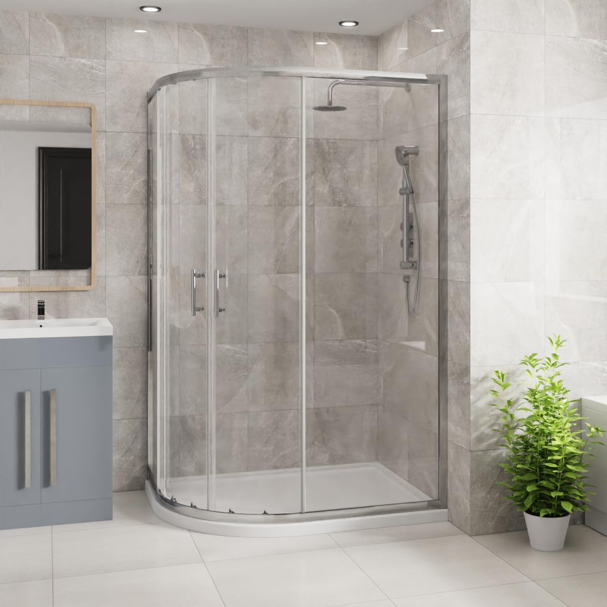 Blümme Chrome 1200 X 900Mm Offset Quadrant Shower Enclosure Framed 6Mm Easy Clean Glass Sliding Door Shower Cubicle