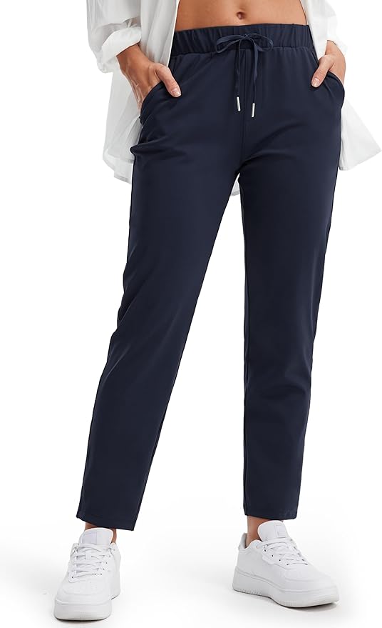 Libin Women's 4-Way Stretch Golf Pants 7/8 Ankle Casual Joggers Dress Work Sweatpants Pockets for Yoga, Athletic, Lounge