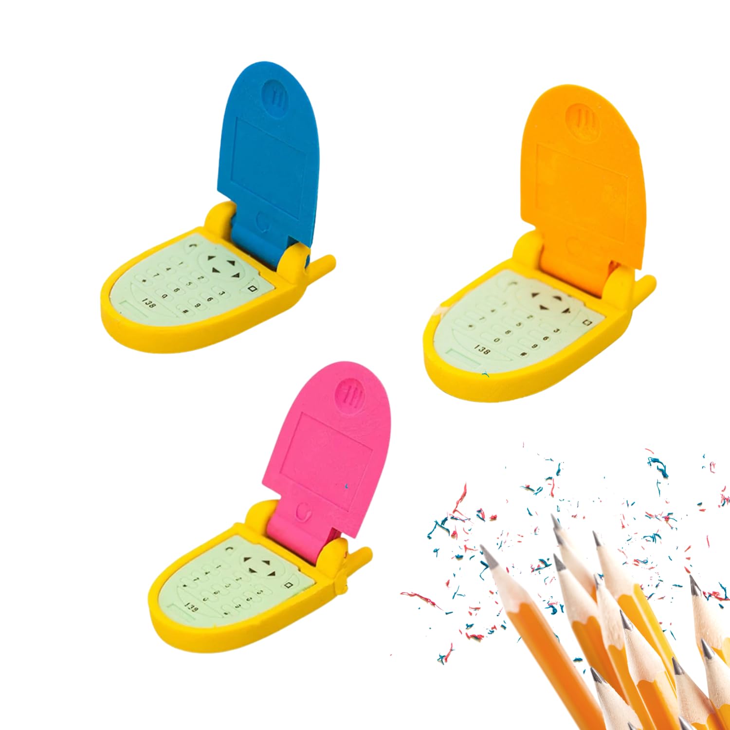 SAKUYA Rubber Pencil Erasers (Set of 3) Phone Eraser- Fun Shapes, Stylish Design | Ideal for School, Art, and Gifts | Cute Eraser Set for Birthdays | Classroom Rewards, Party Favors | Study Supplies (B0CSMJQB5M) Amazon Price History, Amazon Price Tracker
