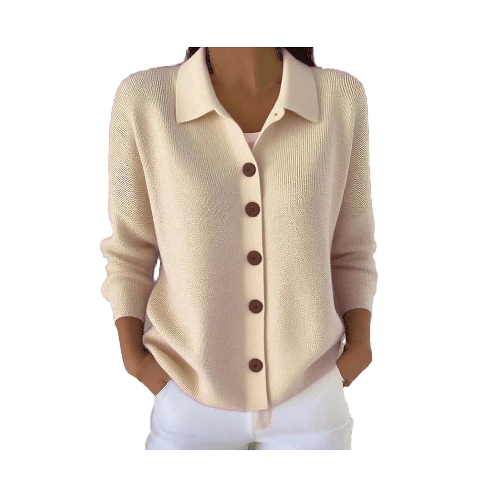 Womens Solid Color Button Up Cardigan Sweater - Button Down Open Front Knit Outerwear Coat - Soft and
