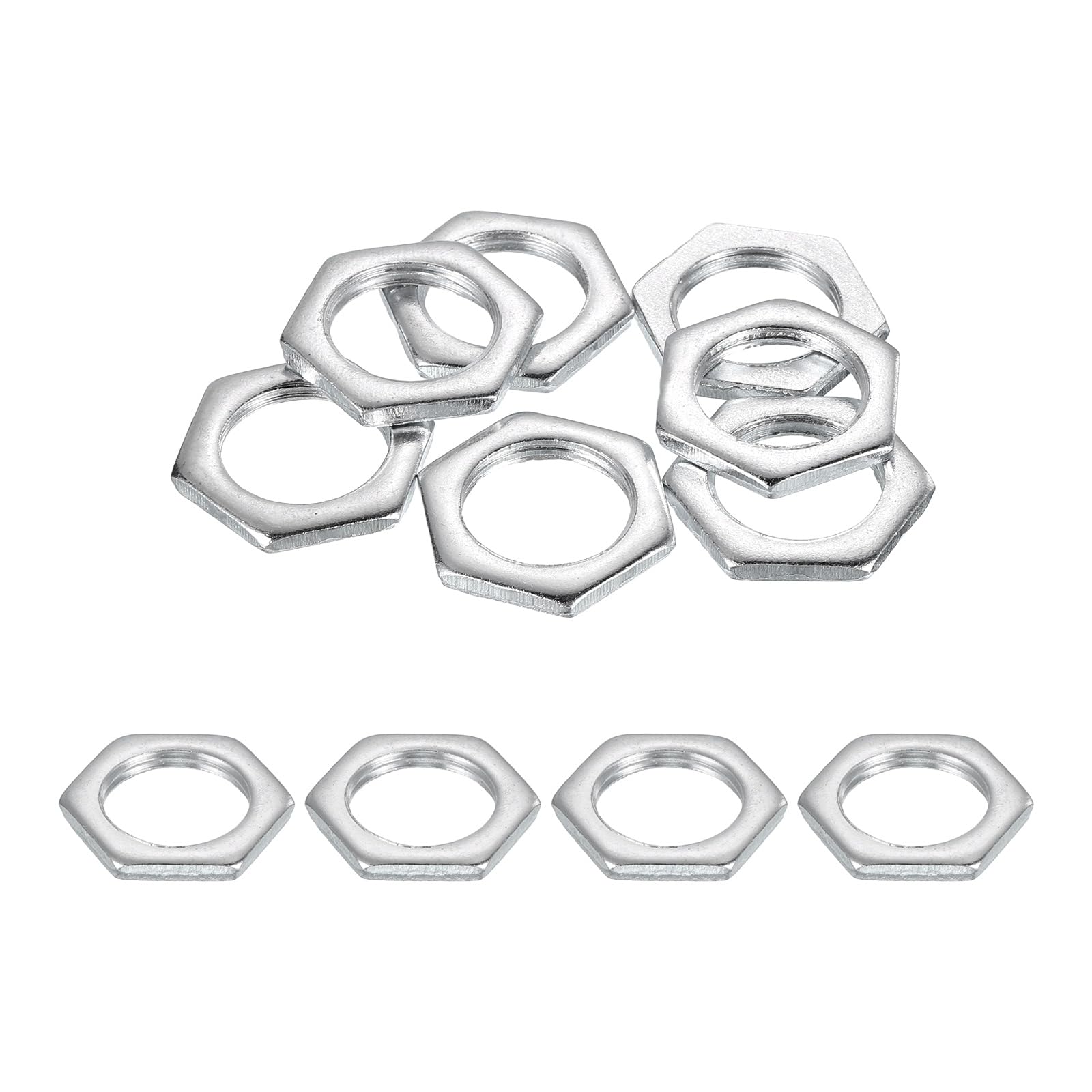 PATIKIL M18x1.5x3mm Steel Hex Nuts, 12Pcs Metric Fine Thread Carbon Steel Zinc Plated Finished Hardware Screw Nuts Fasteners for Machinery Manufacturing, Industrial Use, 24mm Width
