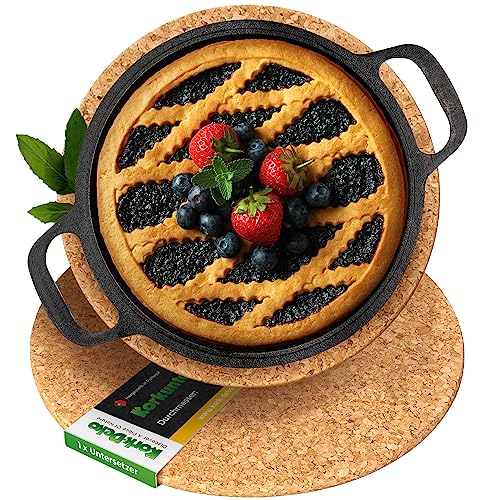 Salvamanteles de corcho | 25 cm | Posavasos redondo de Portugal para ollas, sartenes, vasos, cuencos, jarrones, arreglos – Base decorativa también para manualidades