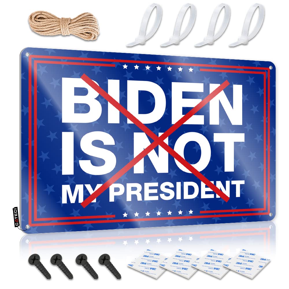 HELIOFORGE Things For Boys Room Biden Is Not My President Tin Sign Bar Metal Tin Sign Bar Funny Signs(20X30CM)