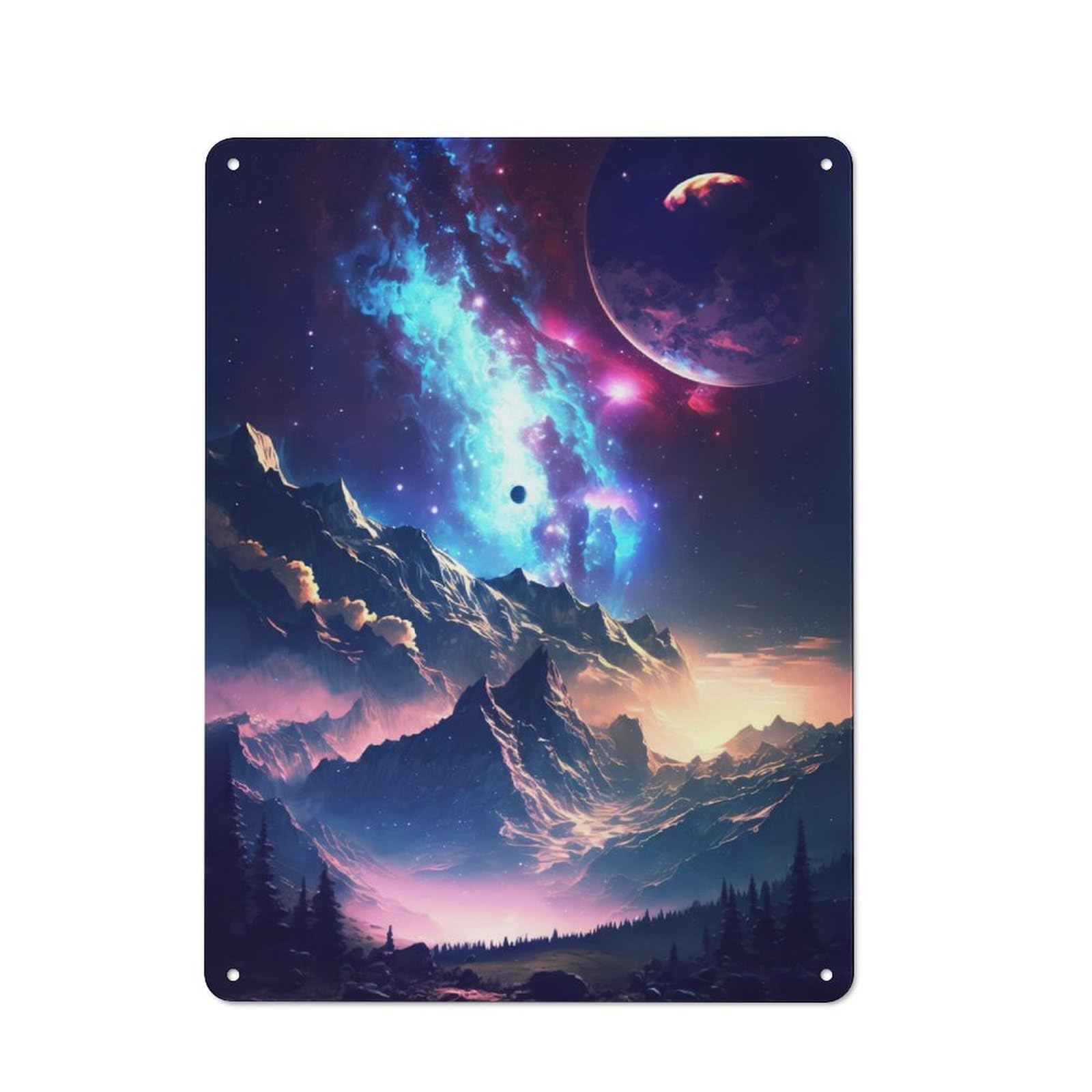 Junmoney Peak Of Mountain Landscape For Lounge Or Reading Corner, Rustic Tin Sign 40X30cm, For An Autumn Update To Lounge And Reading Corner