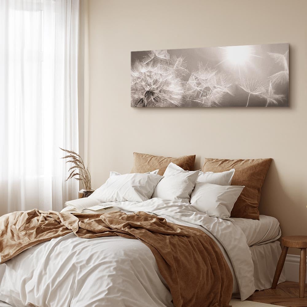 Cuadros B&D XXL - Cuadro en Lienzo Diente de leon 150x50 cm 1 pieza impresión en material tejido no tejido cuadro de pared impresión artística fotografía imagen gráfica Naturaleza Flores b-C-0161-b-a