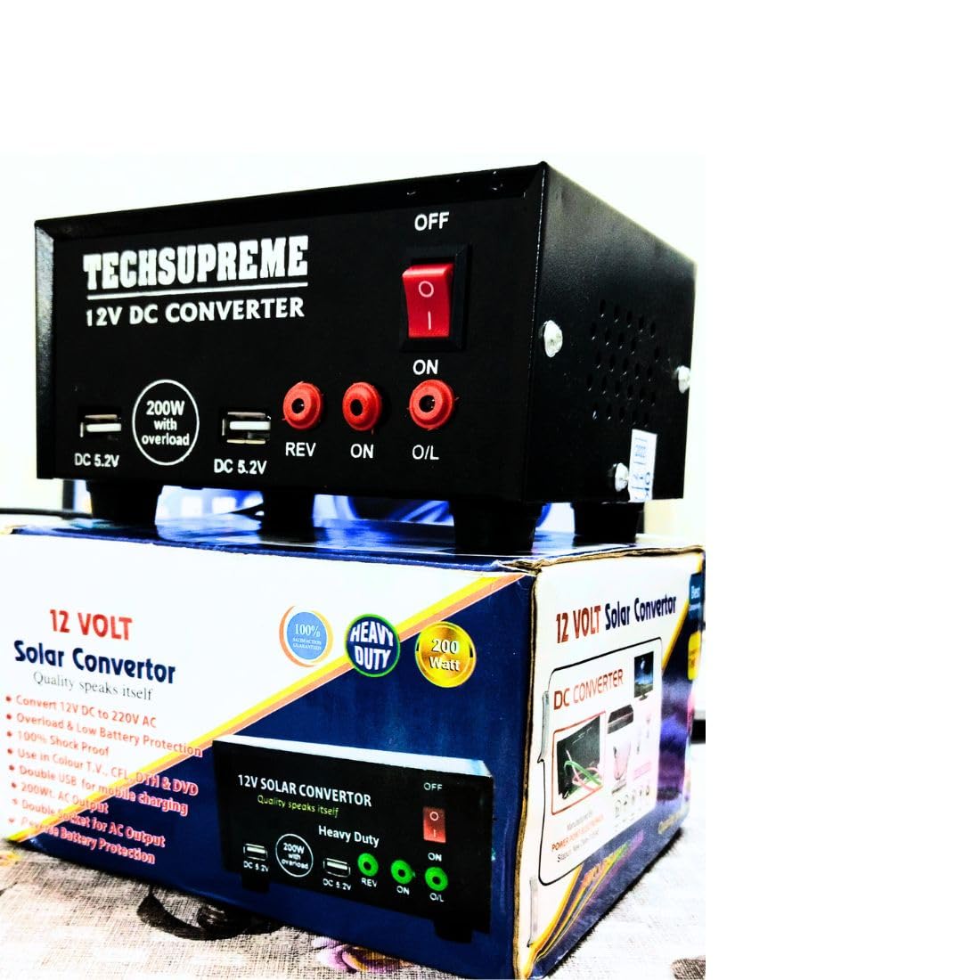 Mini Inverter 200W 12 Volt DC to AC Converter for Home, Car, Boat,Lap top, D2H Box, Mobile Charger(12V DC to 220V AC Converter) F