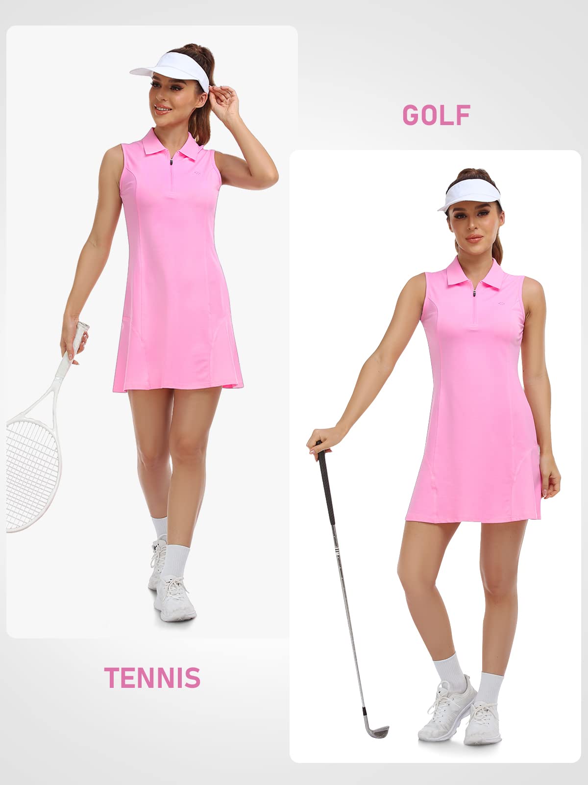 MoFiz Vestido de Polo sin Mangas Cremallera Deportivo Tenis Golf Mujer
