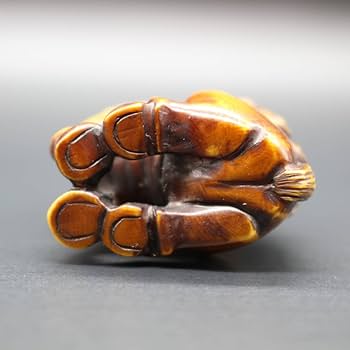 Amazon.co.jp: 獅子根付広之作腰提印籠彫刻時代物提げ物置物在銘古い古