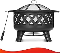 Vista 5 de SINGLYFIRE - Hogueras de 30 pulgadas para exteriores con parrilla, hoguera de leña al aire libre grande, cuenco de acero para fogata para patio