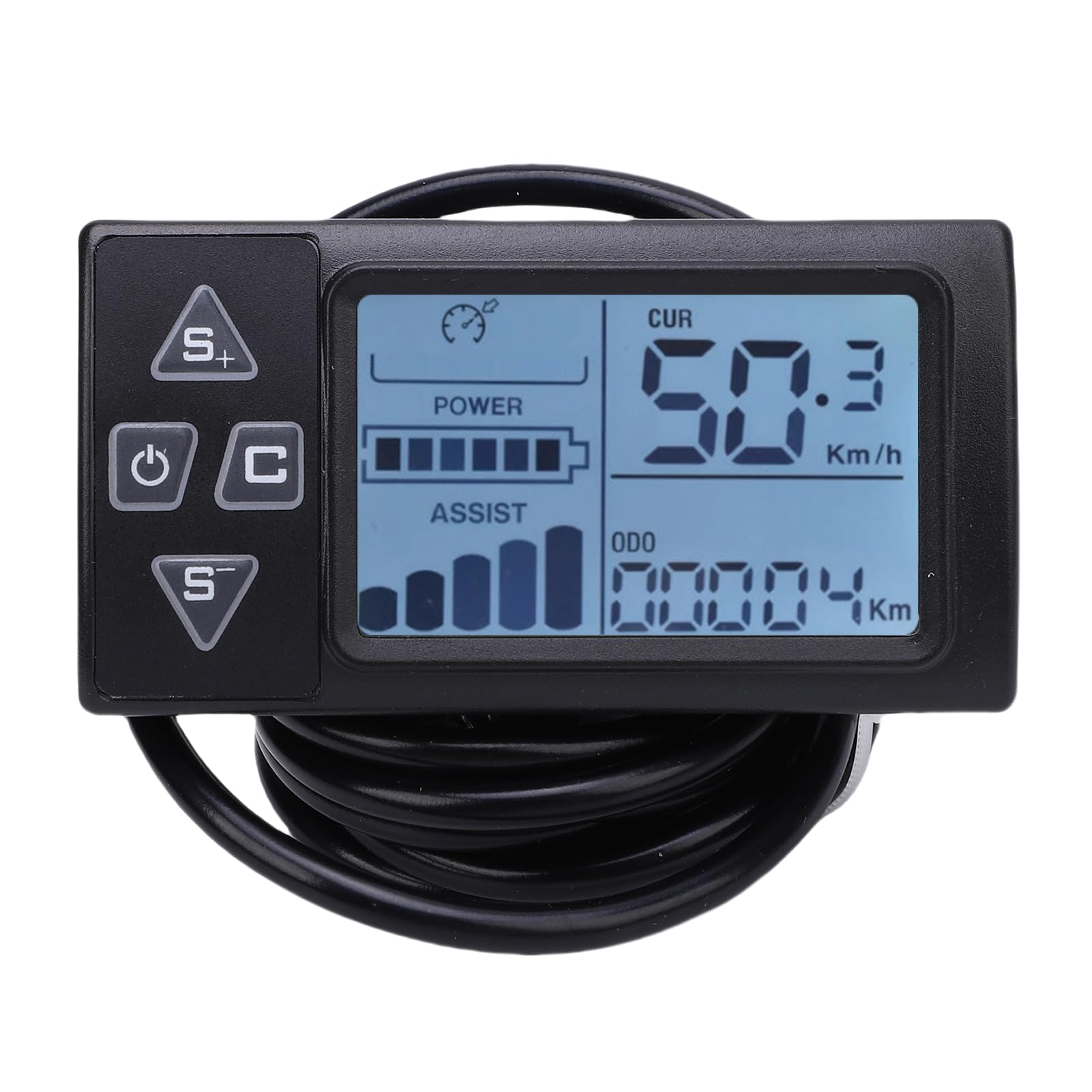 Buachois Display LCD per Bici Elettrica S861, Pannello LCD per Scooter Elettrico con Connettore SM, Materiale ABS, Display Grande e Leggibile, per Biciclette Elettriche e Scooter