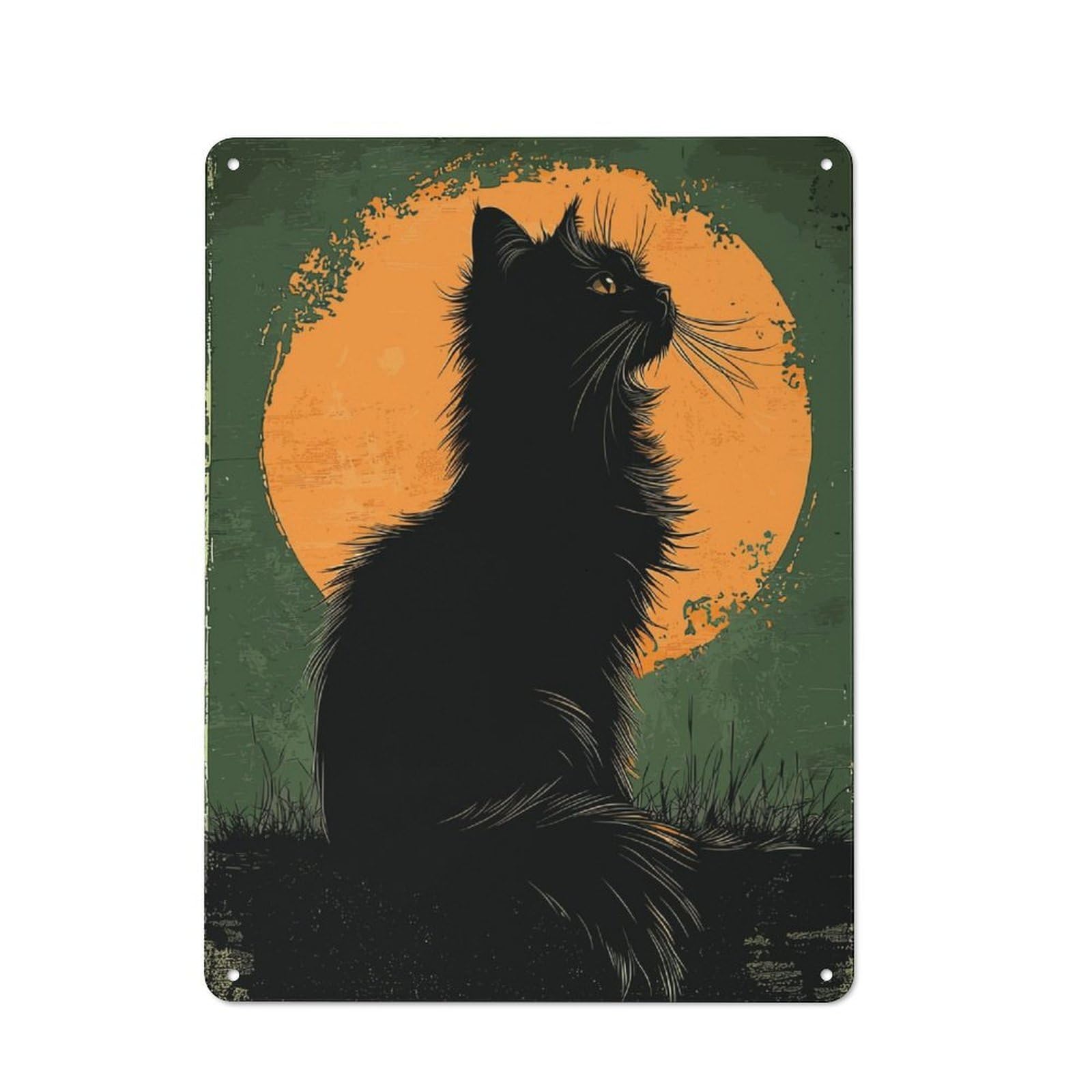 Junmoney Maine Coon Silhouette Tin Wall Plaque 40X30cm With For Hobby Room Or Studio, For Metal Sign Collectors, For Kitchen And Home Bar Decor