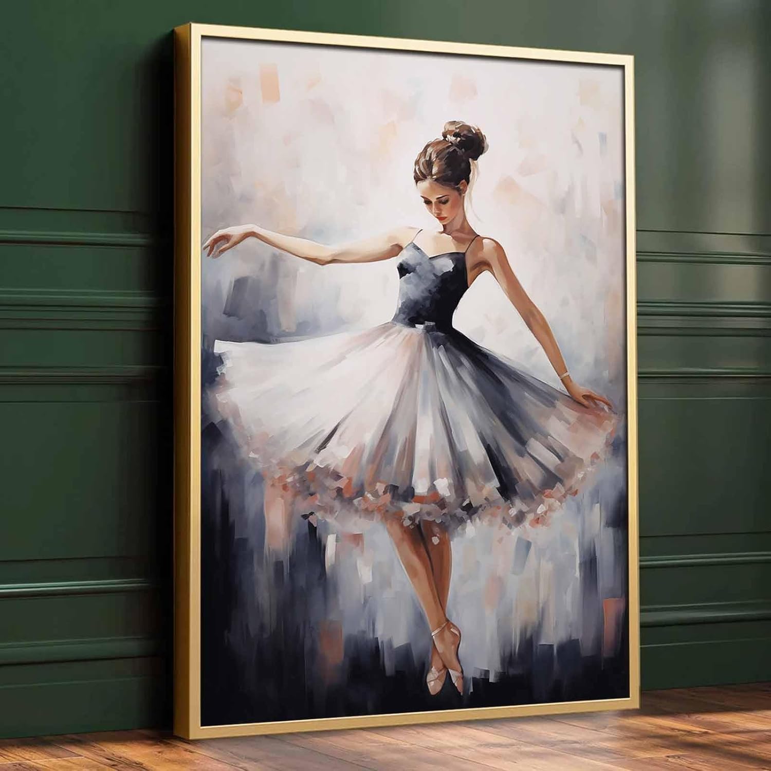 Mostemauo Ballet Shoes Painting Dancer Wall Art Ballet Pictures Pink Bow Pictures Elegant Vintage Wall Art Aesthetics Watercolor Painting Trendy Modern Abstract Girls' Room Decor 16x24inch Framed