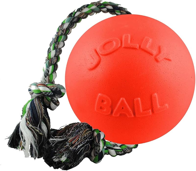 Romp-n-Roll Rope and Ball Dog Toy, 4.5 Inches/Small, Orange