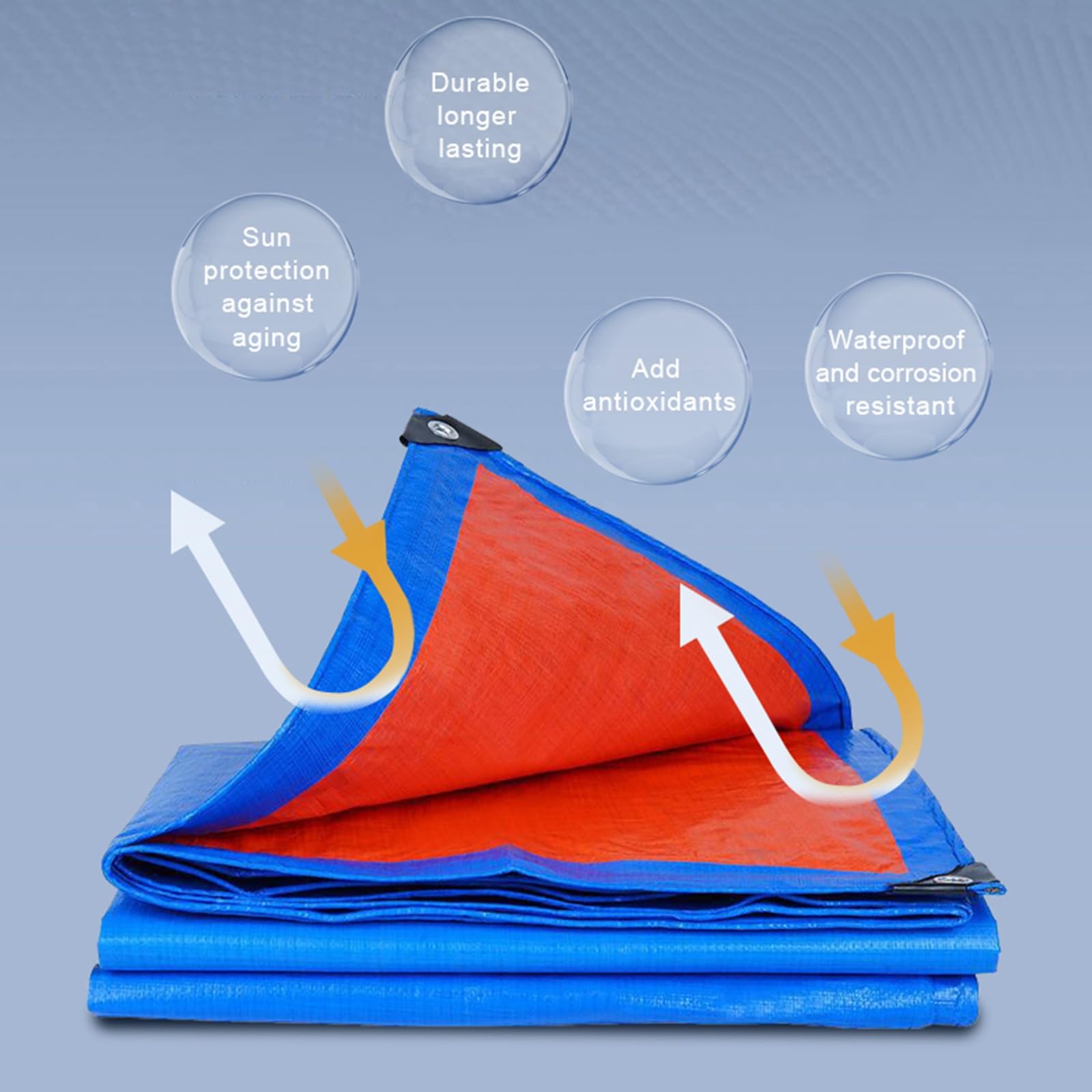 Telone per carichi Pesanti, telone in PE Telone Impermeabile per Camion, fienile, Coperture per aziende agricole, Telone con Occhielli, Rivestimento in plastica Resistente allo Strappo (Colo