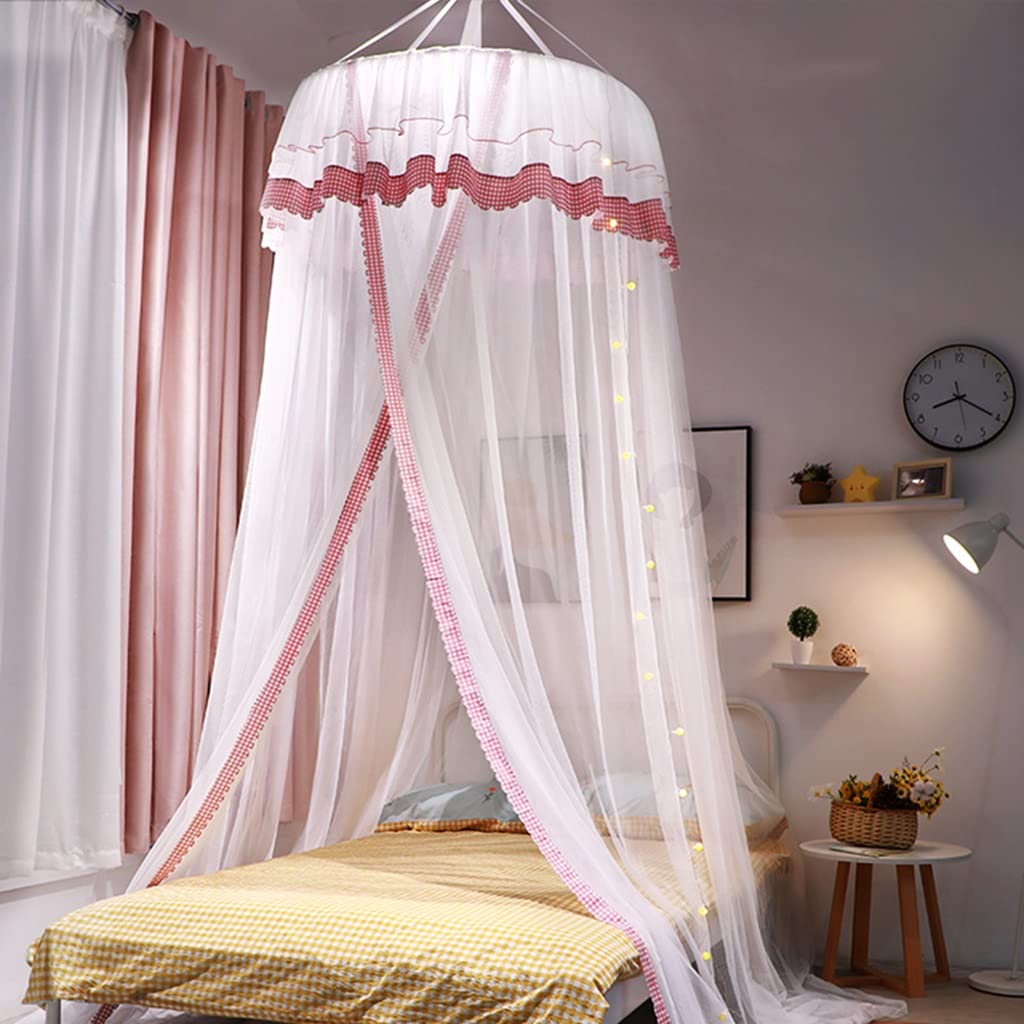 DXTFDHB Bed Canopy Lace Dome Sheer Mesh Bed Curtains - Anti-Mosquito Dome Bedding Net for Twin Full Queen King Size Bed