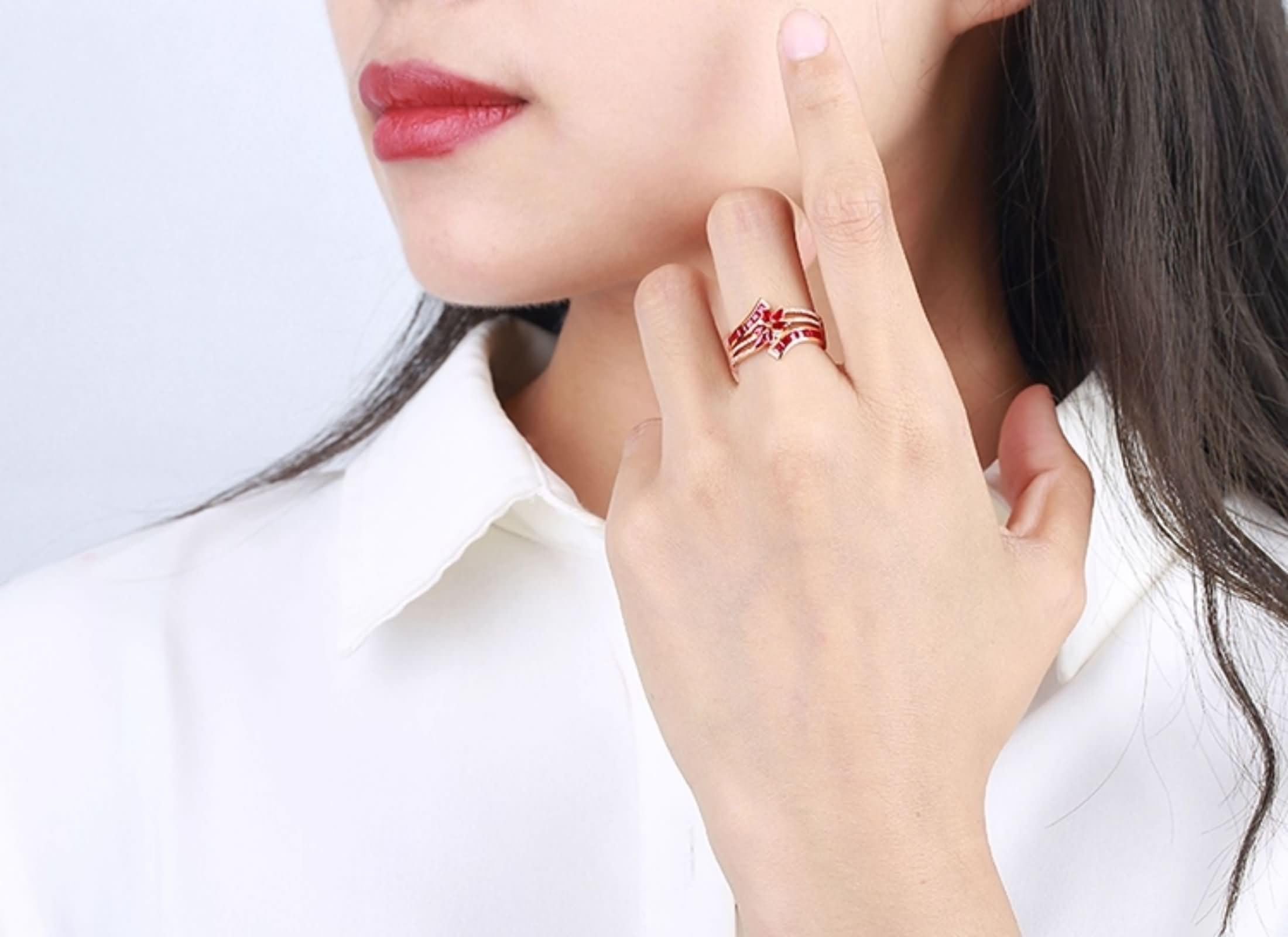 Anillo de boda de oro rosa para mujer