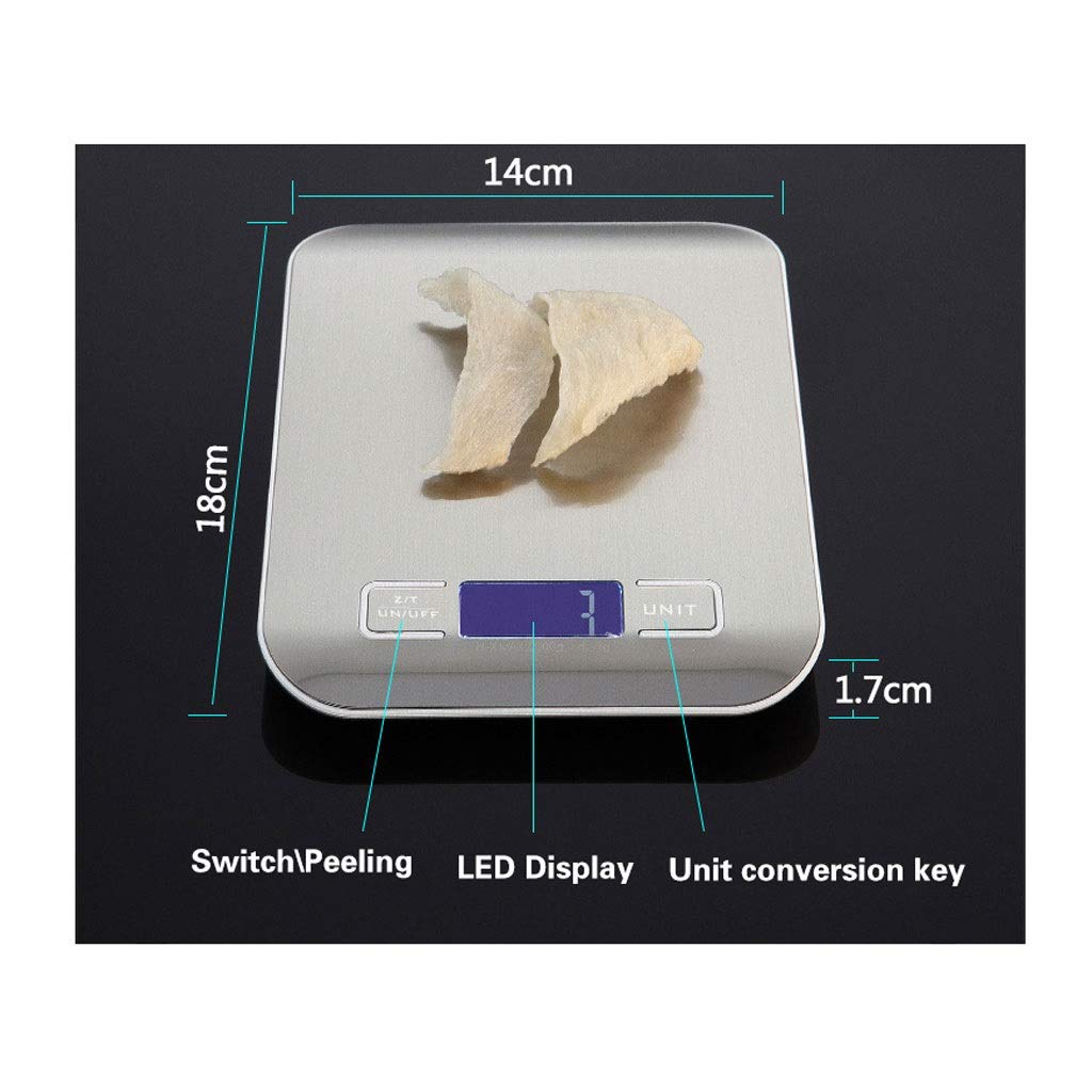 Mini-Digitalwaage für die Küche mit elektronischer Plattform hochpräzises Display mit LED-Hintergrundbeleuchtung tragbare Lebensmittelwaage in Gramm,Gold-10KG/1G